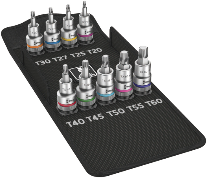 Фото 8767 C TORX HF 1 Zyklop Набор головок торцевых с битой вставкой, с фиксацией, 1/2, 9 пр., TX 20/25/27/30/40/45/50/55/60 x 60 мм
