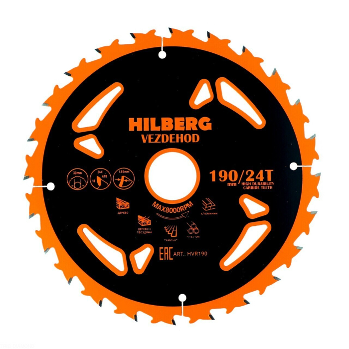 Фото Диск пильный Hilberg Vezdehod 190*30*24Т*18º (reverse)
