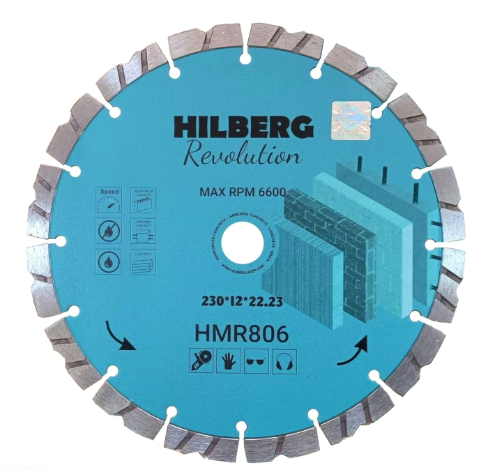 Диск алмазный отрезной 230*22,23*12 Hilberg Revolution