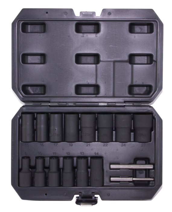 Фото Набор головок торцевых спиральных для поврежденного крепежа 1/2"DR, 8-27 мм, 16 предметов, THORVIK