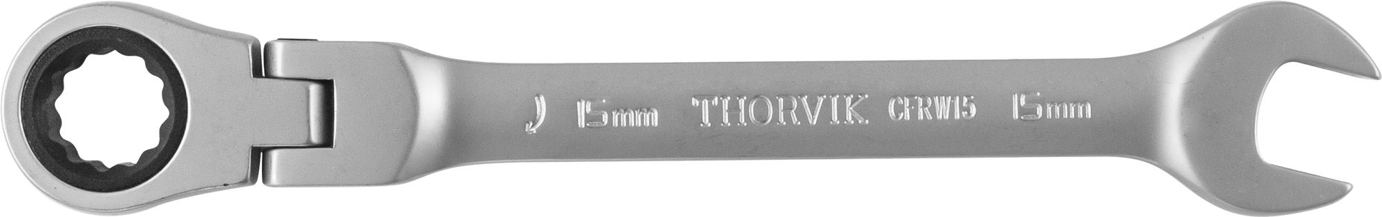 Ключ гаечный комбинированный трещоточный карданный, 15 мм, THORVIK