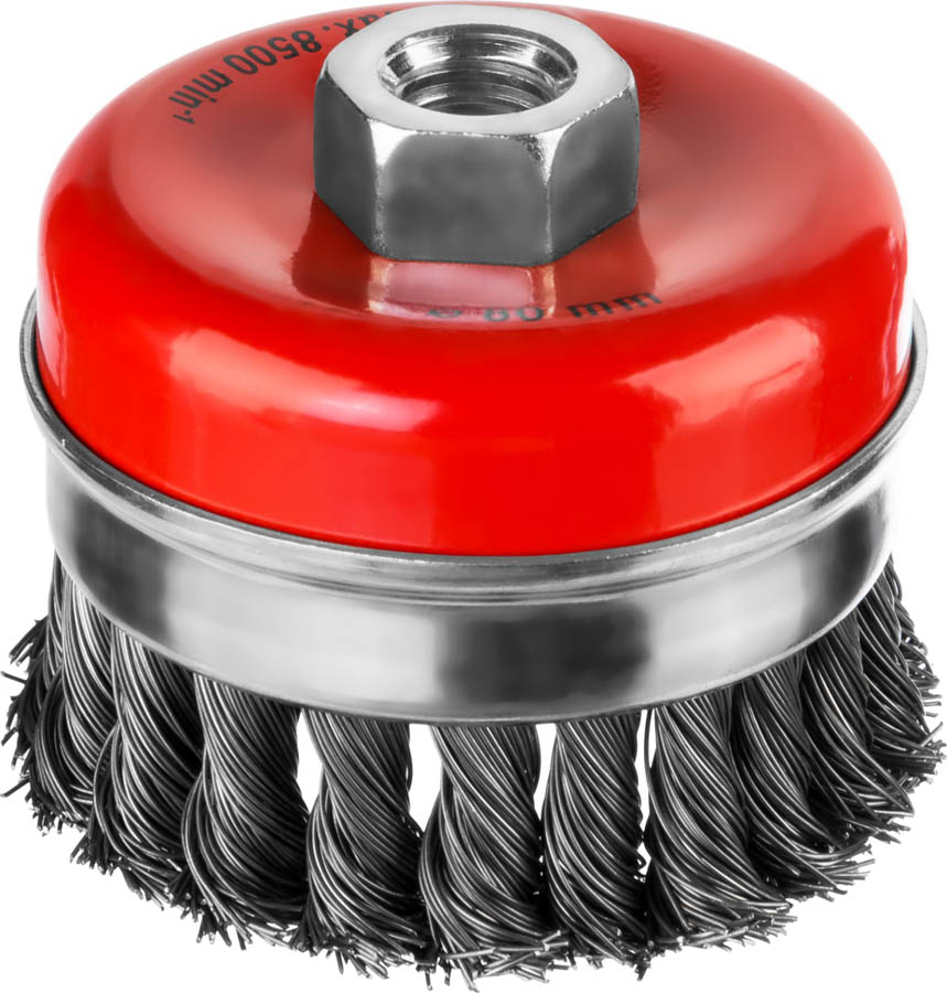 Фото Усиленная щетка чашечная для УШМ MIRAX 35144-080 80 мм, проволока 0.5 мм