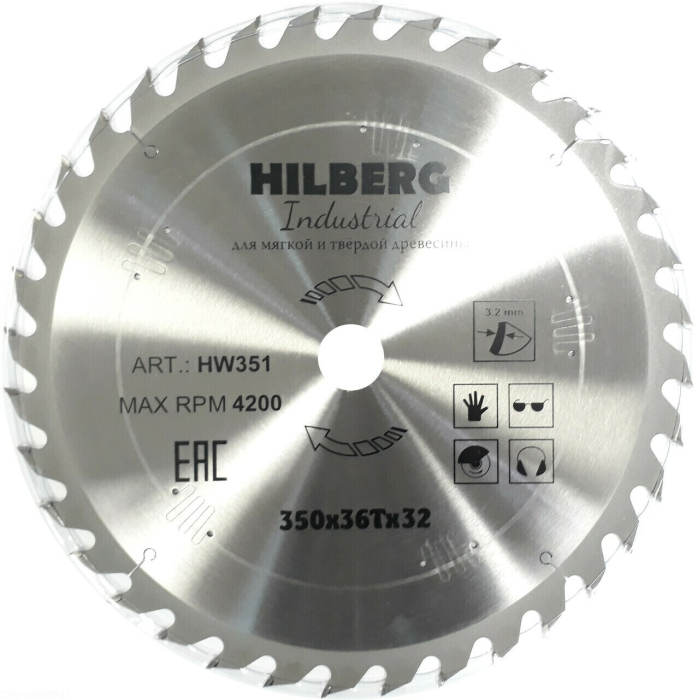 Диск пильный Hilberg Industrial Дерево 350*32*36Т