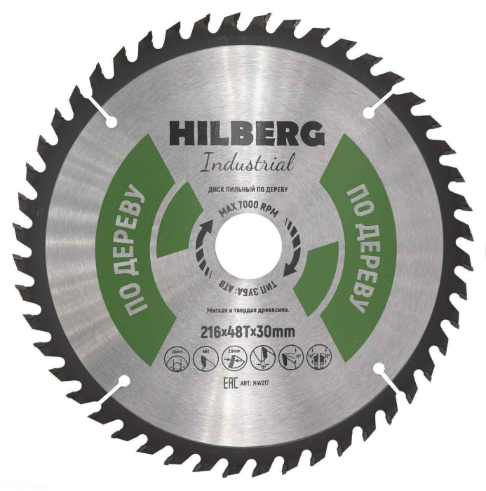 Фото Диск пильный Hilberg Industrial Дерево 216*30*48Т