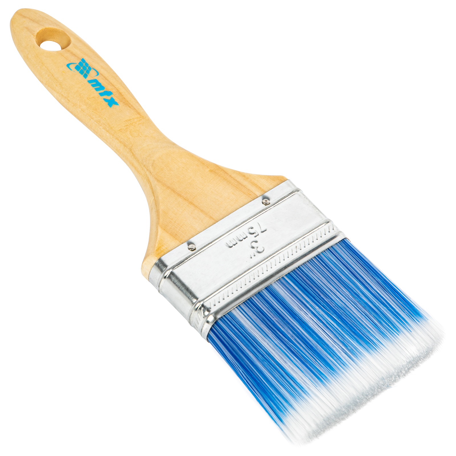 Фото Кисть плоская "Евро" 3", искусственная щетина, деревянная ручка MTX