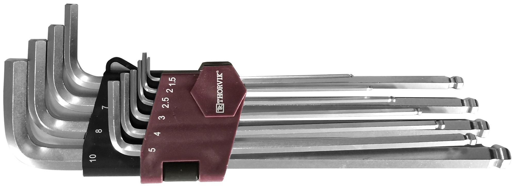 Набор ключей торцевых шестигранных удлиненных с шаром, H1.5-H10, 10 предметов, THORVIK
