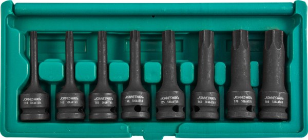 Набор ударных головок "TORX" 1/2DR"Т30- T80 78мм, 8 предметов, Jonnesway