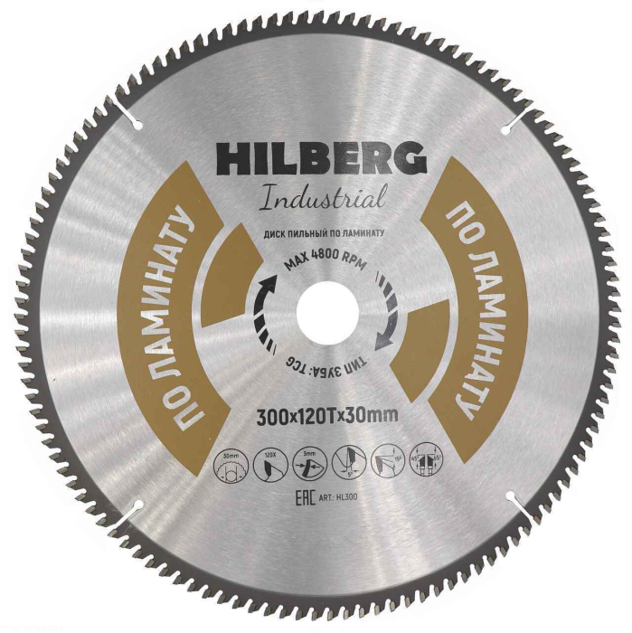 Фото Диск пильный Hilberg Industrial Ламинат 300*30*120Т