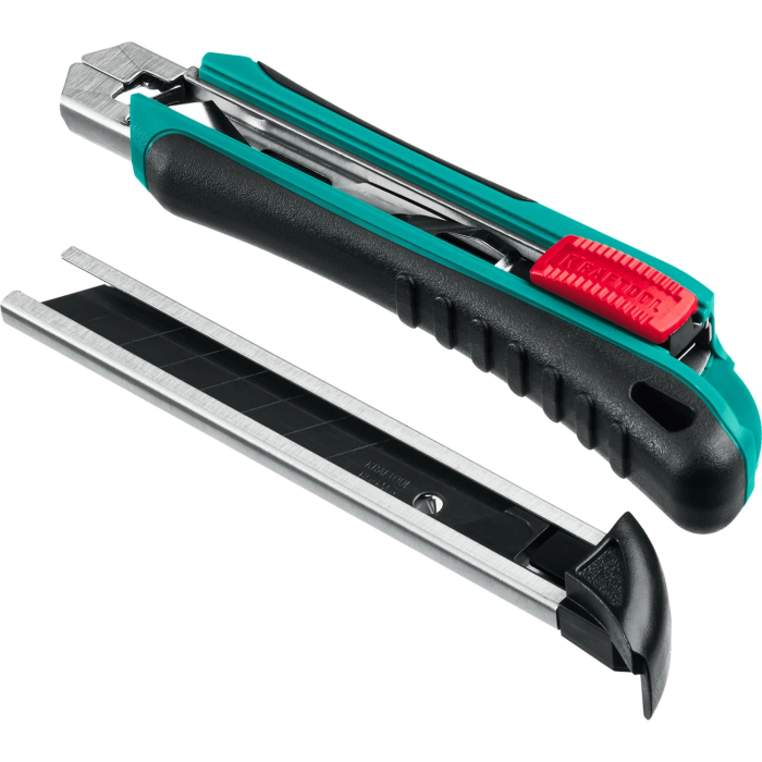 Нож AK-18 18 мм, сегментированное лезвие автостоп автозамена дополнительный фиксатор, Kraftool