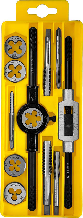 Фото Набор метчиков и плашек MaxCut STAYER 12 предметов, легированная сталь, 28012-H12_z01
