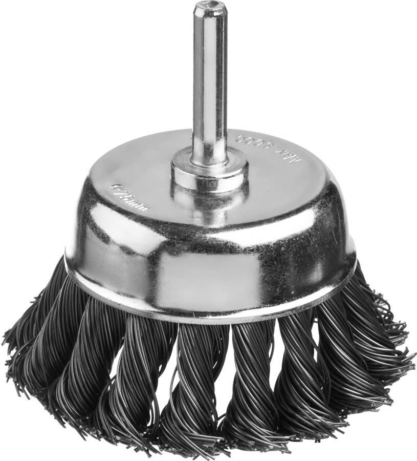 Фото Щетка чашечная со шпилькой MIRAX 35148-075 75 мм, проволока 0.5 мм