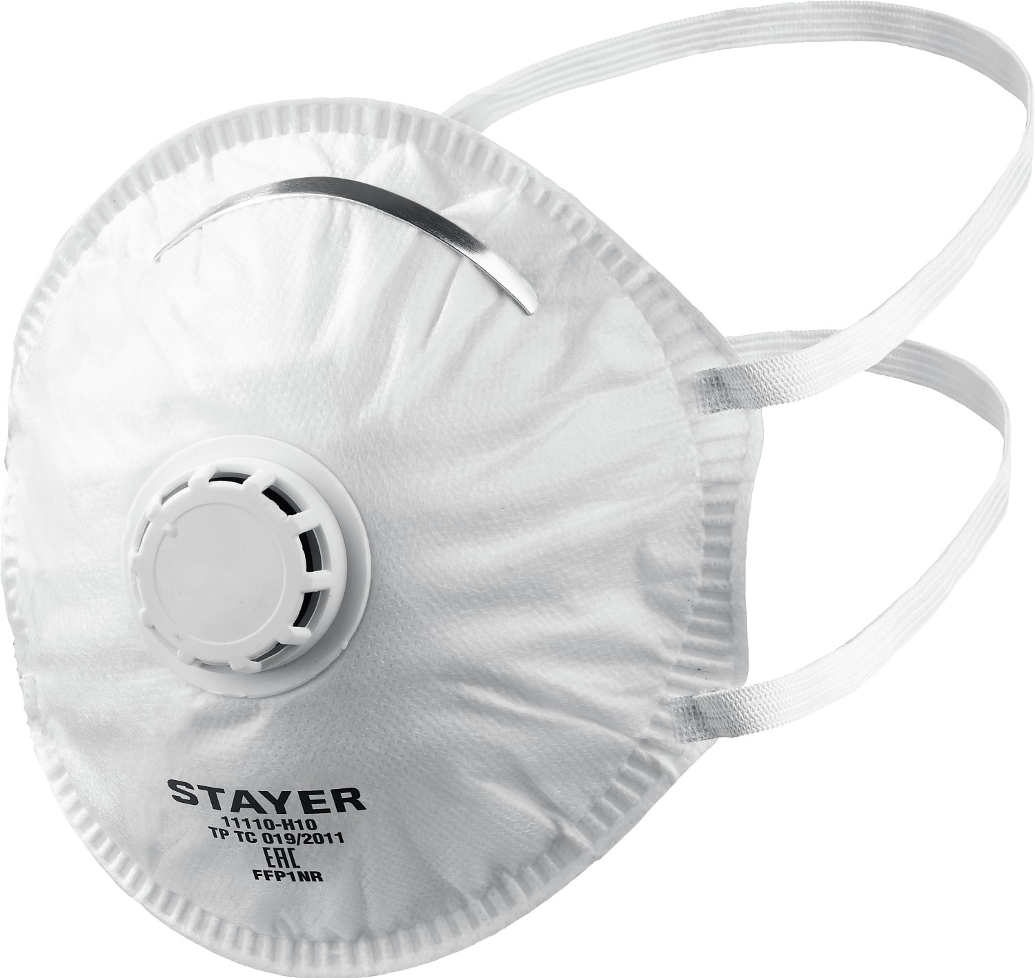 Фото Полумаска фильтрующая STAYER 11110-H10_z01 10 шт, класс защиты FFP1, с клапаном, коническая