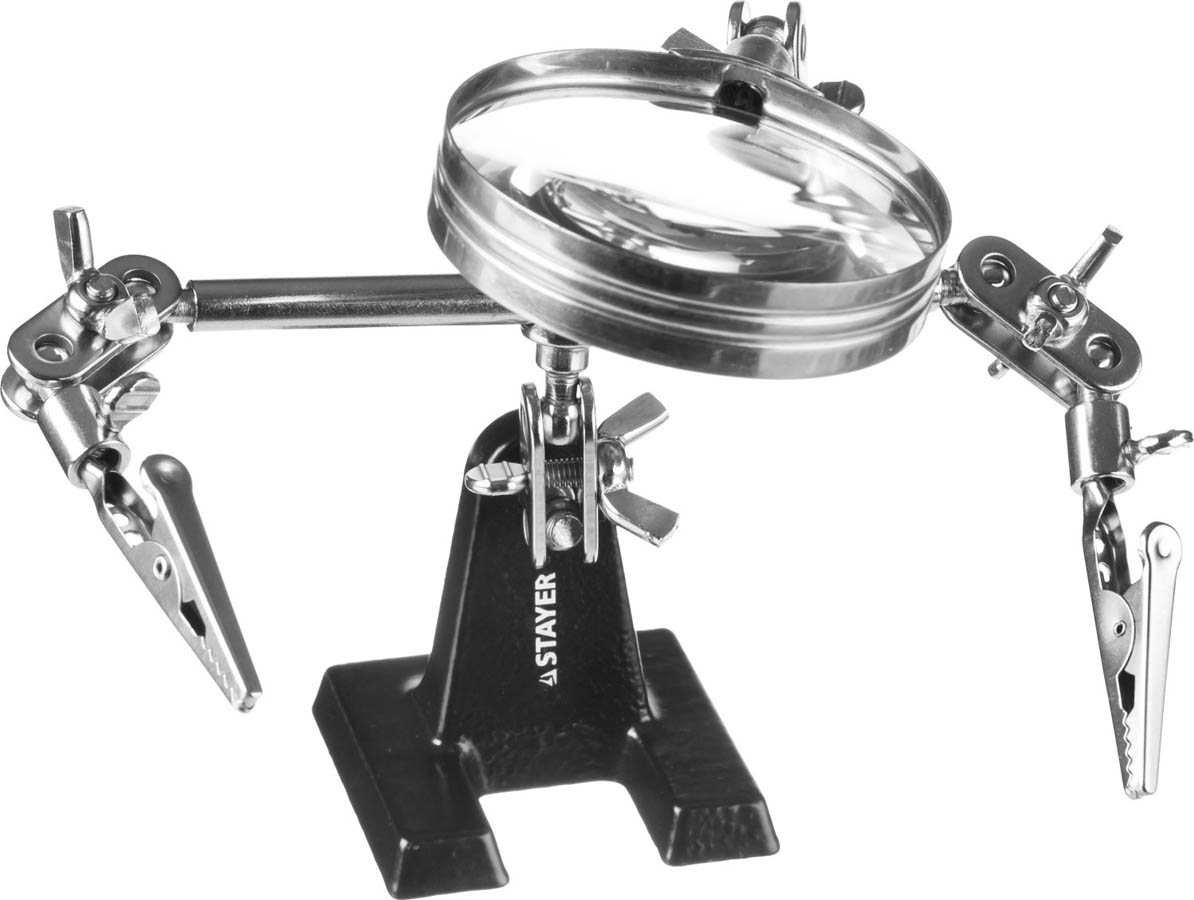 Фото Штатив для фиксации электронных плат с увеличительной линзой STAYER 55339