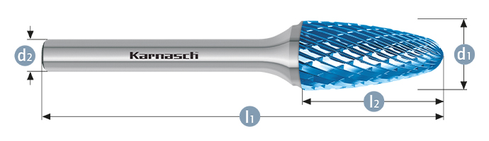 Борфреза круглоконическая тип F RBF 5х12 dхв=7 Lобщ=38 Blue-Tec Karnash арт. 11.5051-022