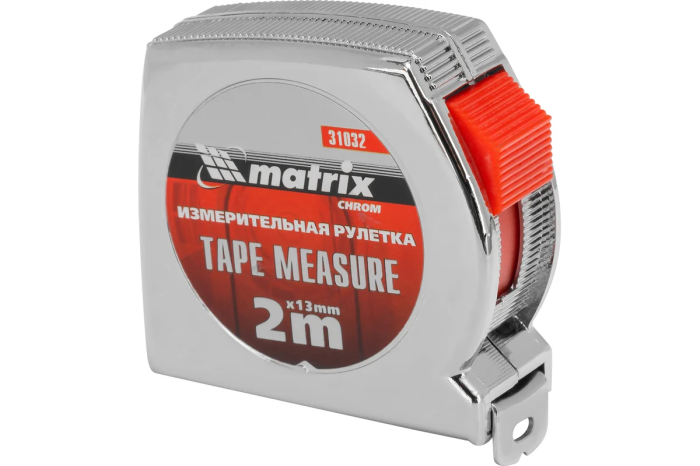 Фото Рулетка Chrom, 2 м x 13 мм, хромированный корпус MTX