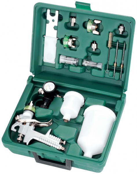 Фото Набор пистолет покрасочный "Краскопульт" JA-HVLP-1080G с аксессуарами, 16 предметов, Jonnesway