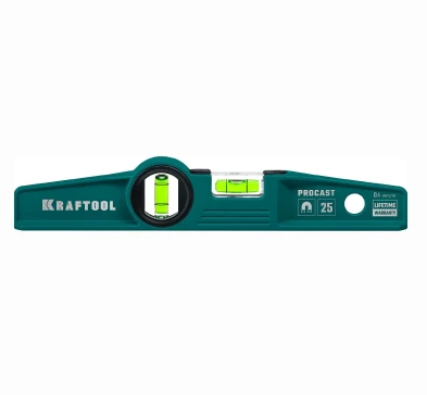 Фото Магнитный литой уровень, KRAFTOOL PROCAST 250 мм, фрезерованный, точность 0.5 мм/м, 34717-025