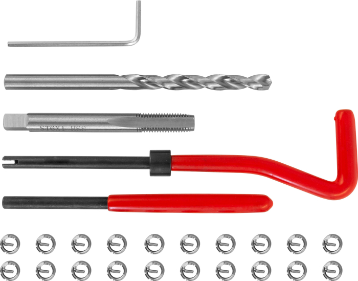 Набор для восстановления резьбы M6x1.0, 25 предметов, THORVIK