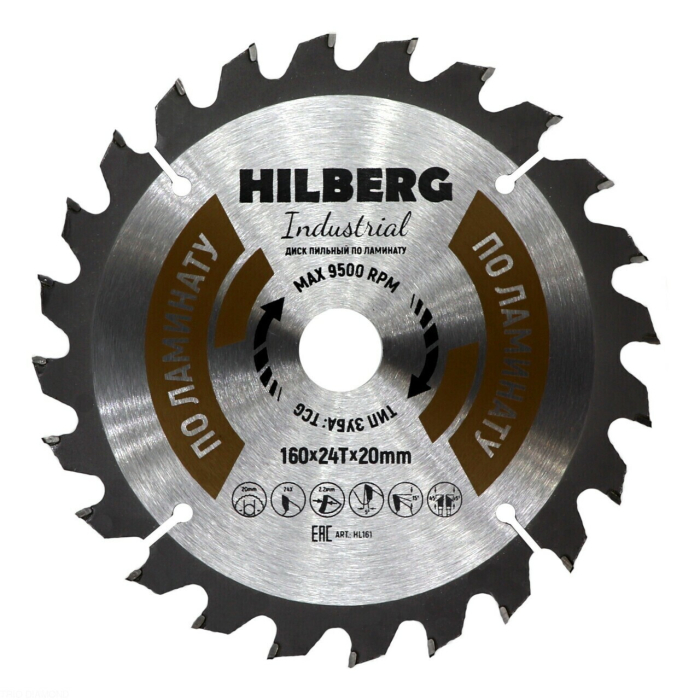 Фото Диск пильный Hilberg Industrial Ламинат 160*20*24Т