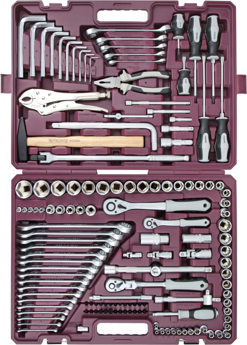 Фото Набор инструмента универсальный 1/4", 3/8" и 1/2"DR, 142 предмета, THORVIK