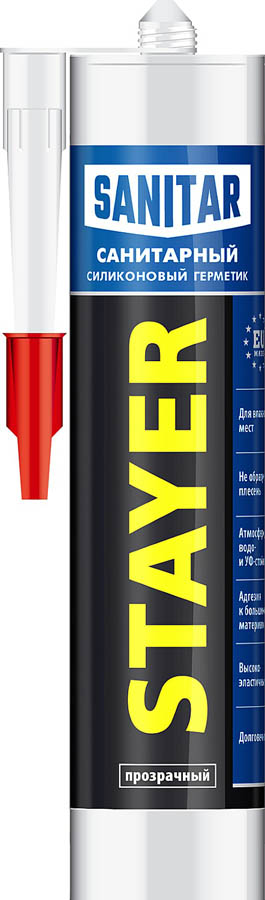 Фото Силиконовый герметик STAYER 41215-2_z01 260 мл, санитарный, прозрачный, 