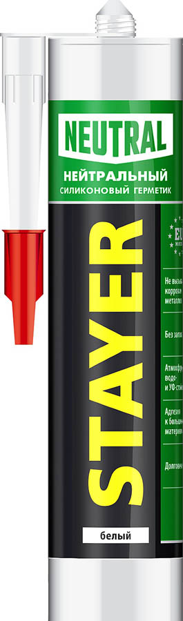 Фото Силиконовый герметик STAYER 260 мл, нейтральный, белый, 41217-0_z01