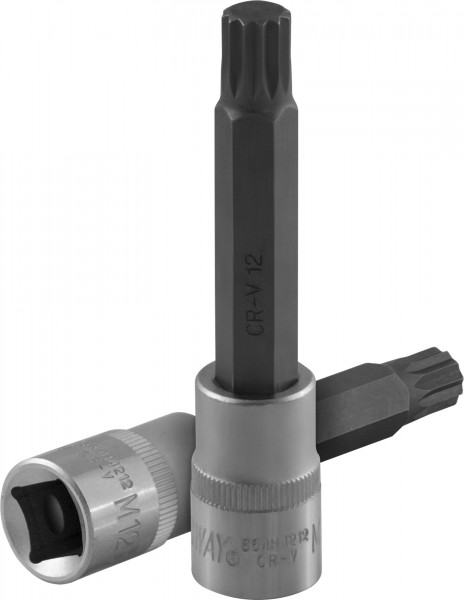 Фото Торцевая насадка 1/2"DR с вставкой-битой SPLINE, M12, 100 мм, Jonnesway