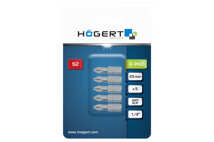 Фото Биты PH0, 25 мм, сталь S2, 5 шт. HOEGERT