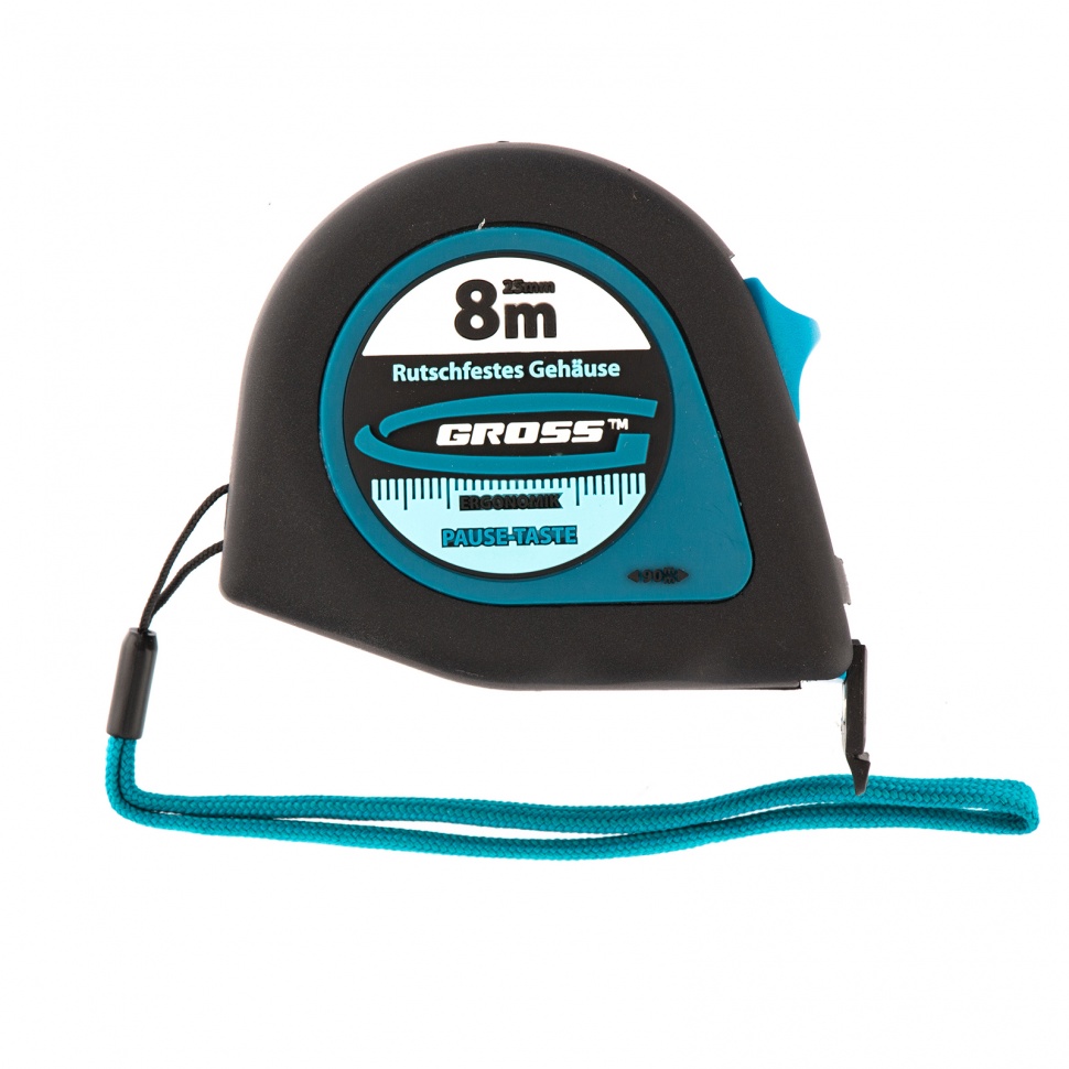Рулетка "Ergonomisch", 8 м x 25 мм, магн. обрез. зацеп Gross
