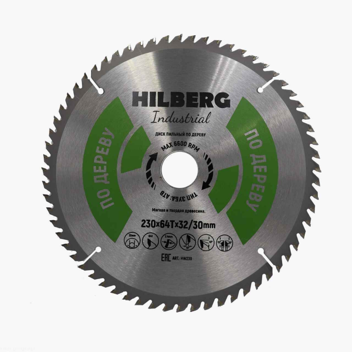 Фото Диск пильный Hilberg Industrial Дерево 230*32/30*64Т
