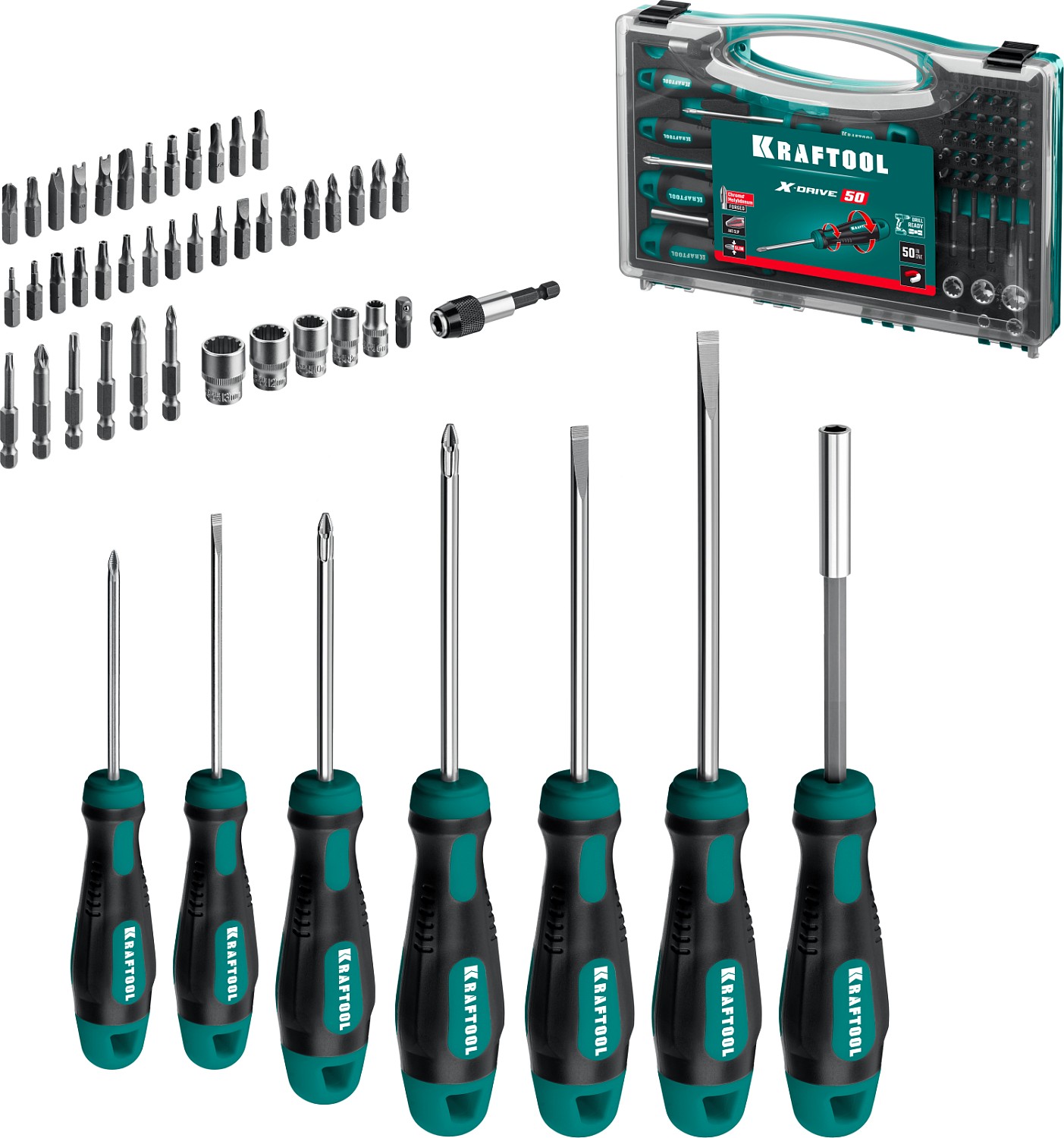 Фото Набор отверток и насадок X-Drive 50 шт, Kraftool