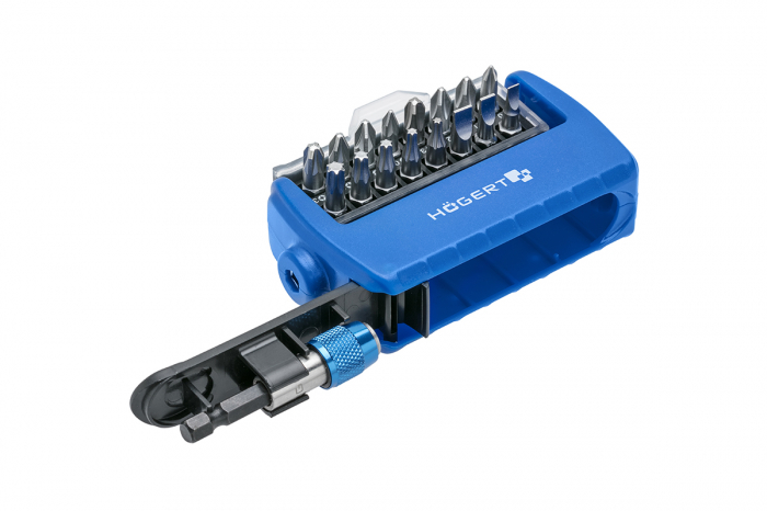Фото Набор бит с битодержателем 1/4", SL, PH, PZ, Torx, 17 шт. HOEGERT
