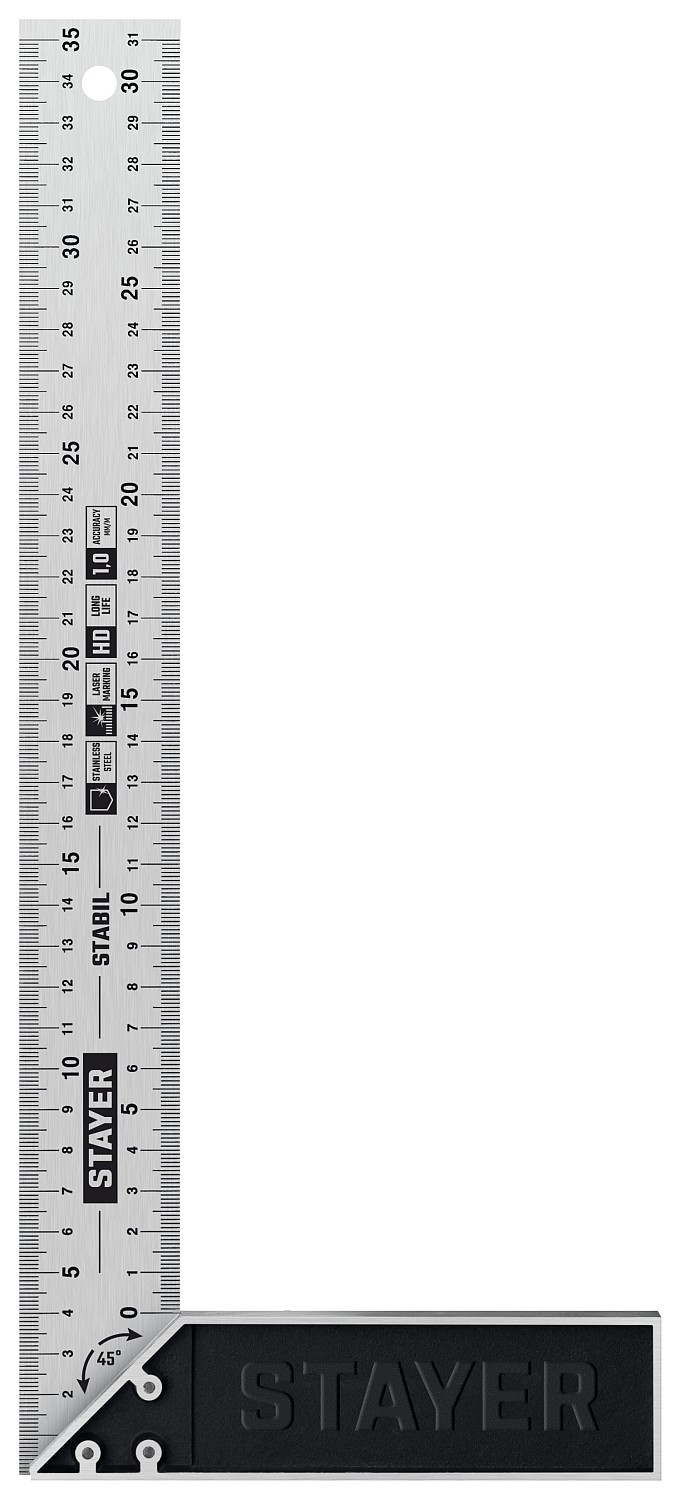 Фото Столярный угольник с нержавеющим полотном STAYER 350 мм, STABIL 3431-35_z02