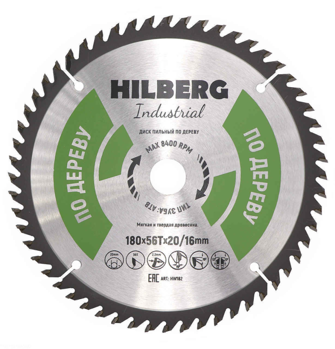 Фото Диск пильный Hilberg Industrial Дерево 180*20/16*56Т