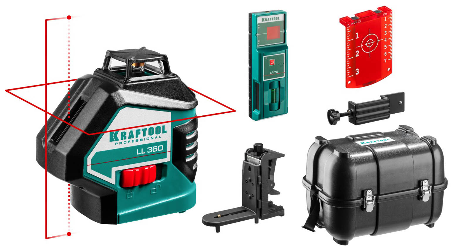 Фото Лазерный нивелир с детектором в кейсе KRAFTOOL LL360 4 34645-4 Professional линейный