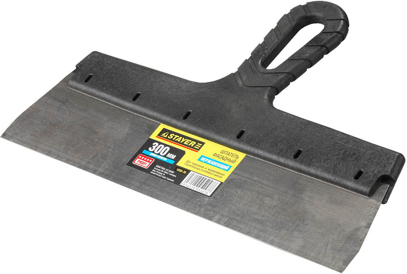 Фото Шпатель фасадный STAYER 300 мм, нержавеющая полотно, пластмассовая рукоятка,1008-30