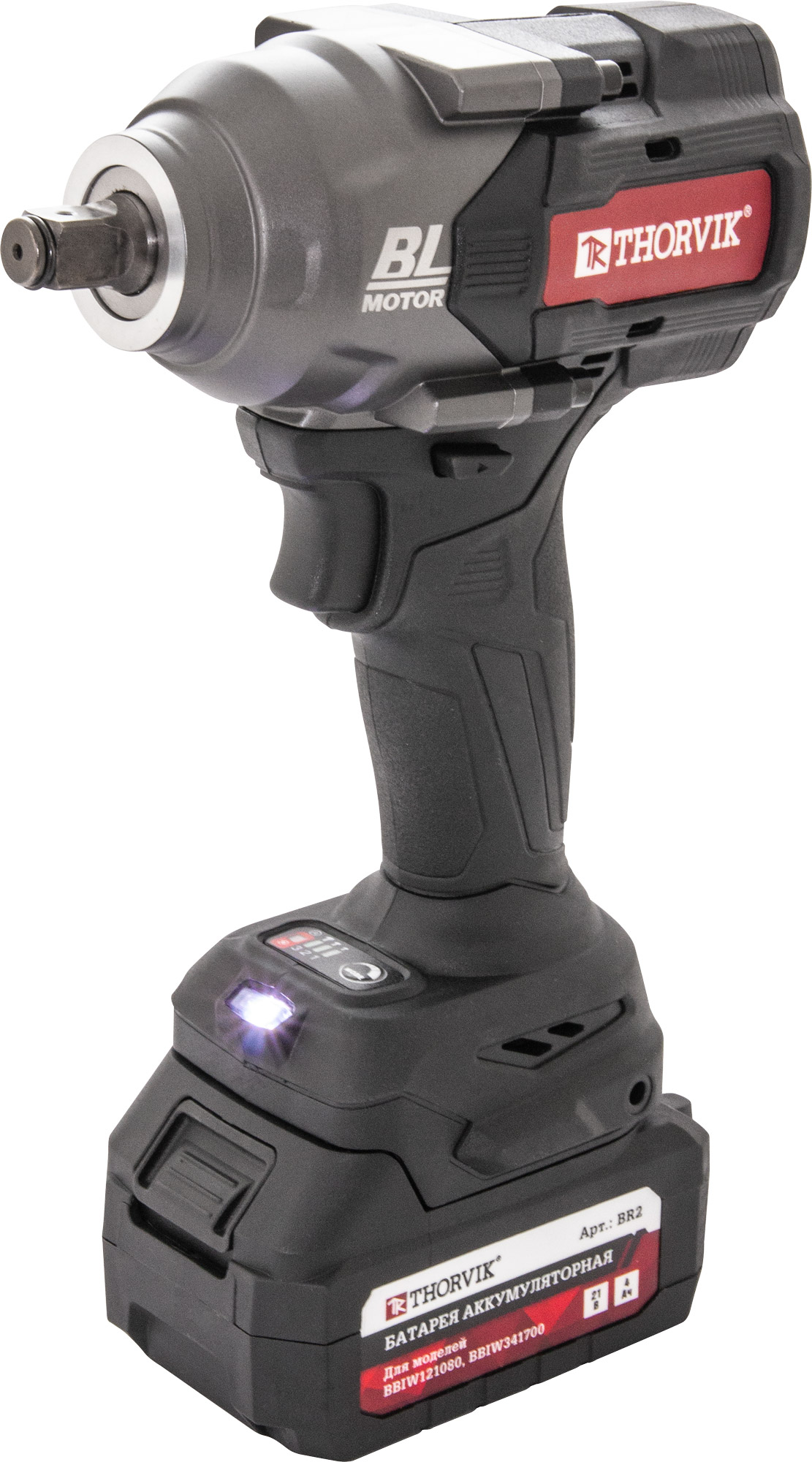 Гайковерт ударный аккумуляторный бесщёточный 1/2"DR, 21В, 1080 Нм, THORVIK