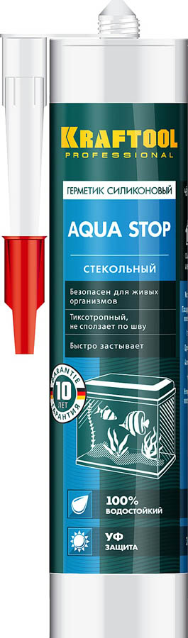 Фото Силиконовый герметик KRAFTOOL KRAFTSIL GX107 AQUA STOP 41256-4 300 мл, стекольный
