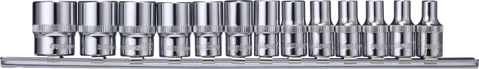 Фото Набор головок торцевых 1/4"DR на держателе, 4-14 мм, 13 предметов, Ombra