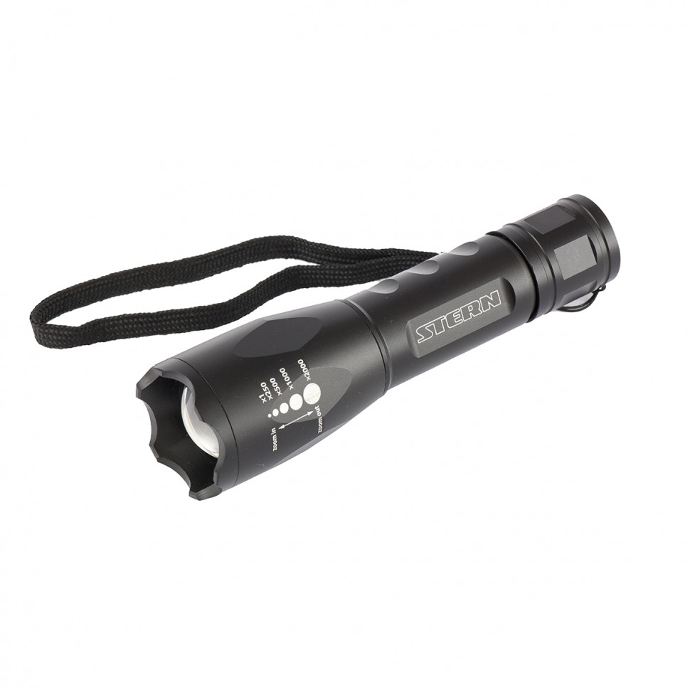 Фото Фонарь, 3 W CREE Led 3 W, зум, 3 режима 100 %-50 %-строб, ремешок, 160 Лм, 200 м, 3 х ААА Stern