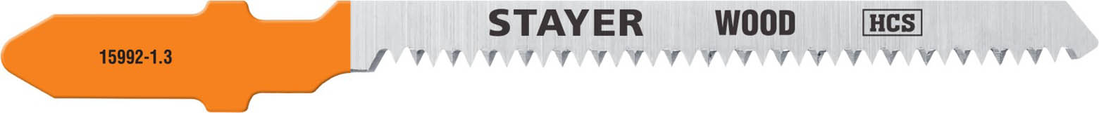 Фото Полотна для эл/лобзика HCS STAYER по дереву, фигурный рез, Т-хвостовик, шаг 1.4 мм, 50 мм, 2 шт., 15992-1.3_z02 Professional