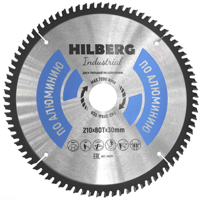 Фото Диск пильный Hilberg Industrial Алюминий 210*30*80Т