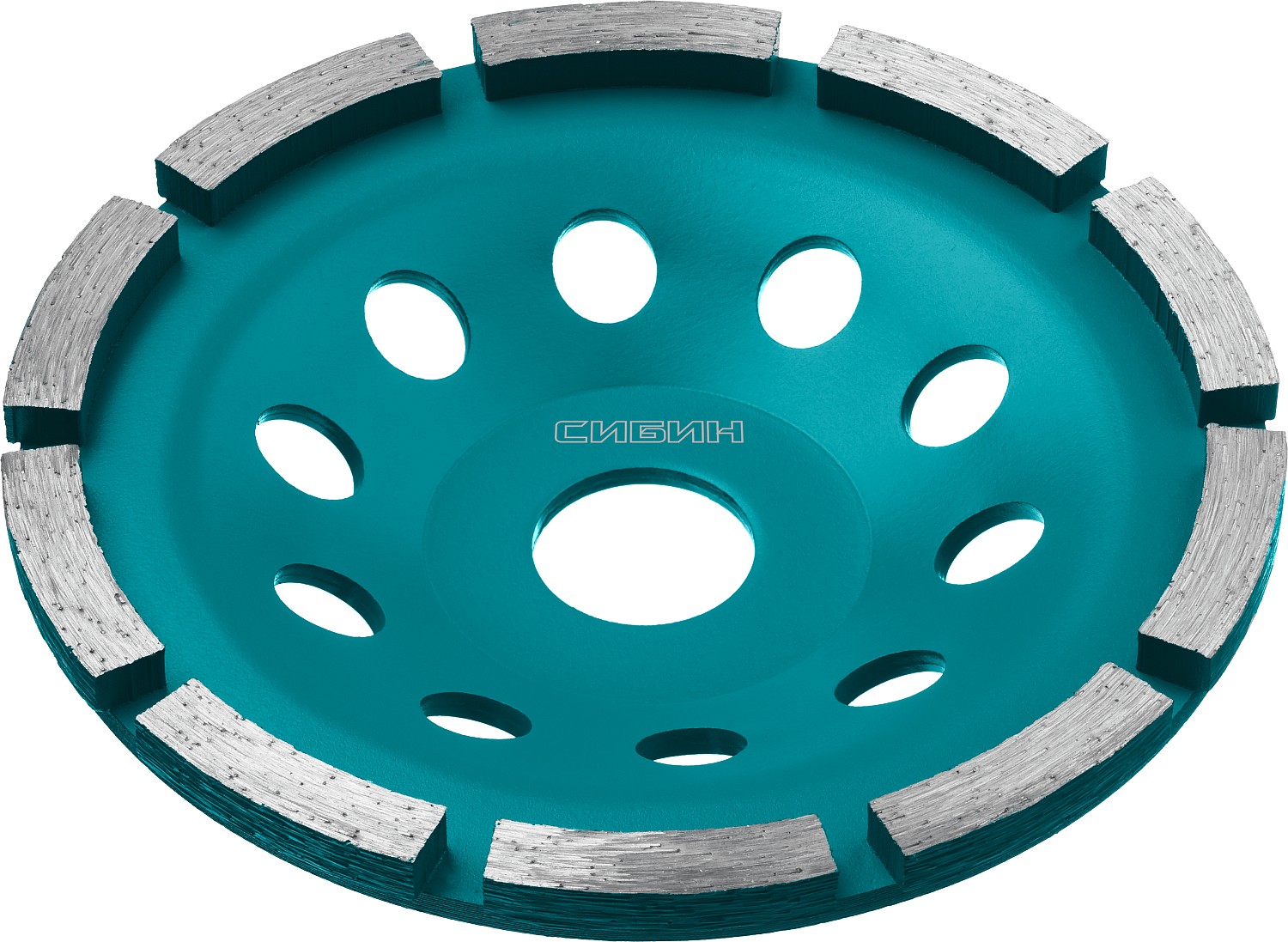 Фото Шлифовальная чашка СИБИН 125 мм, алмазная, однорядная, сегментная, 33442-125