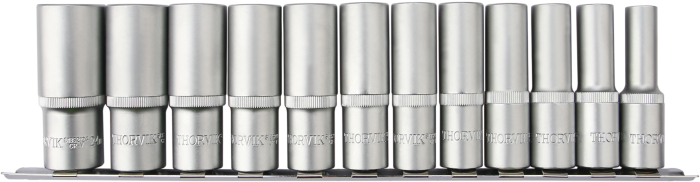 Набор головок торцевых глубоких 12-гранных 1/2"DR на держателе, 10-24 мм, 12 предметов, THORVIK
