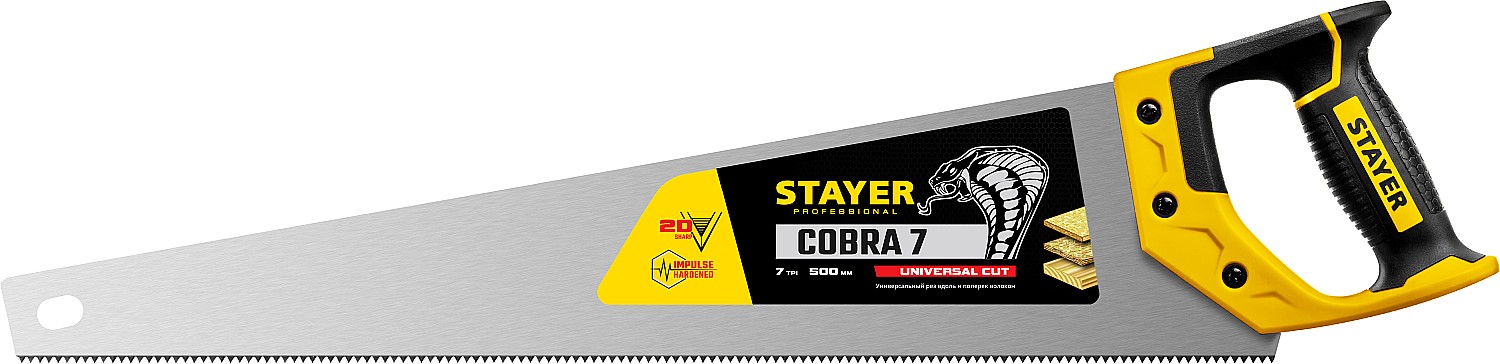 Фото Ножовка универсальная (пила) COBRA 7 STAYER 7 TPI, 500 мм, 1510-50_z02 Professional