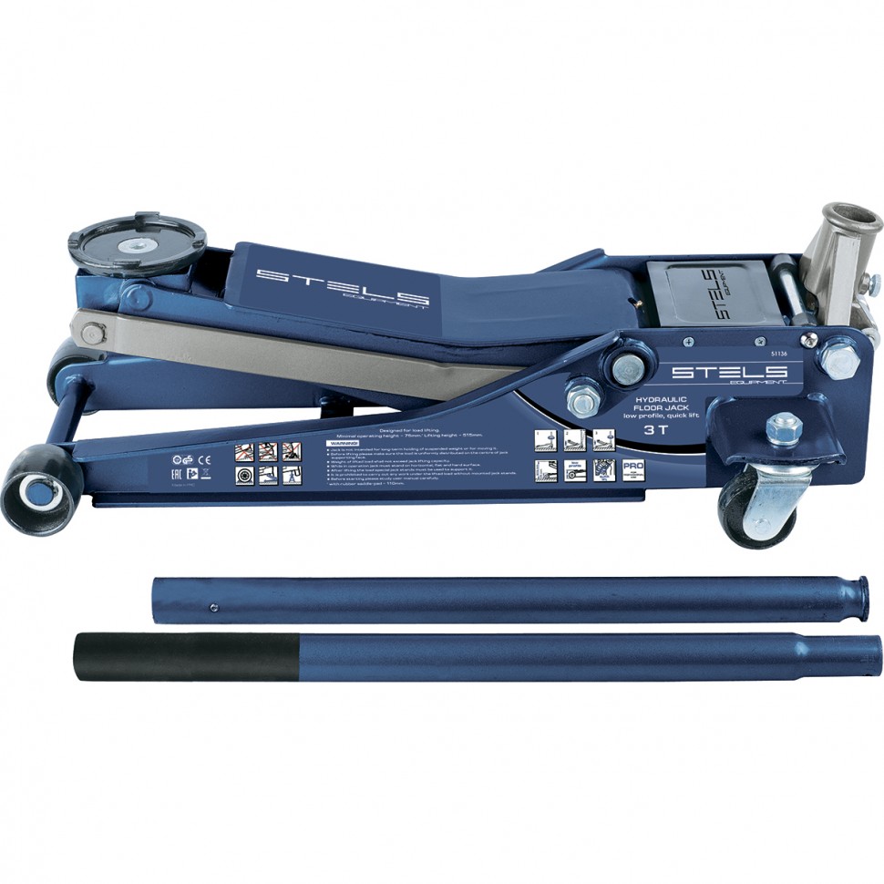 Домкрат гидр. подкатной, быстрый подъем, 3т Low Profile Quick, 75-515 мм, проф. Stels