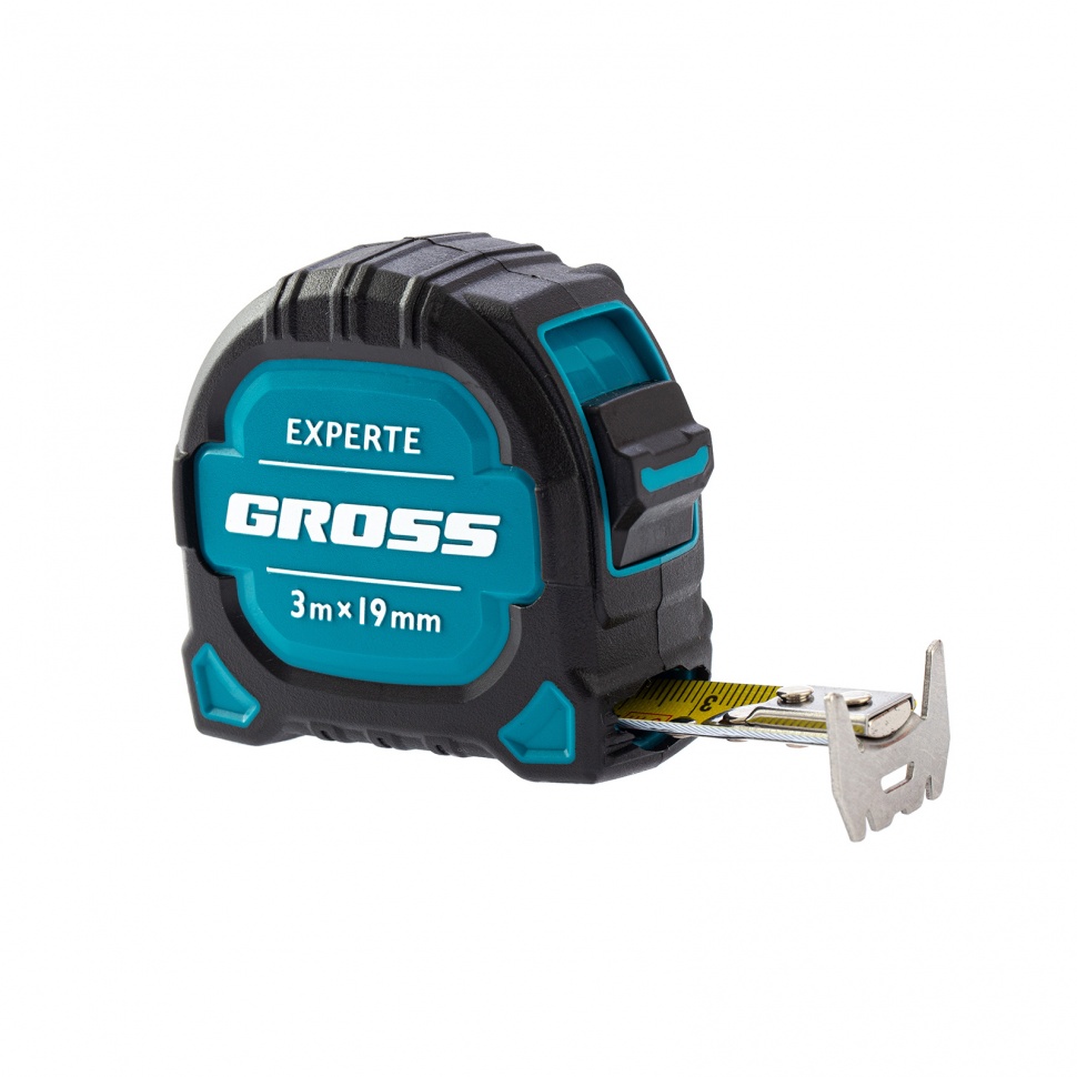 Рулетка Experte, 3 м x 19 мм, двухкомп. корп., магнит, двухстор. разметка, нейлон Gross