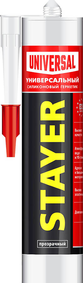 Фото Силиконовый герметик STAYER 260 мл, универсальный, прозрачный, 41213-2_z01