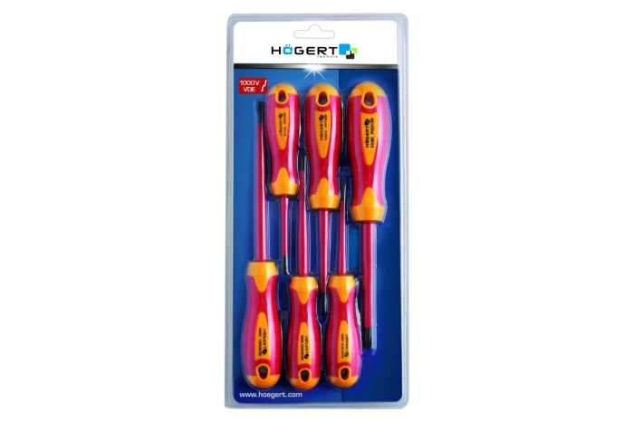 Фото Набор изолированных отверток 1000 V, сталь S2, 6 шт. HOEGERT
