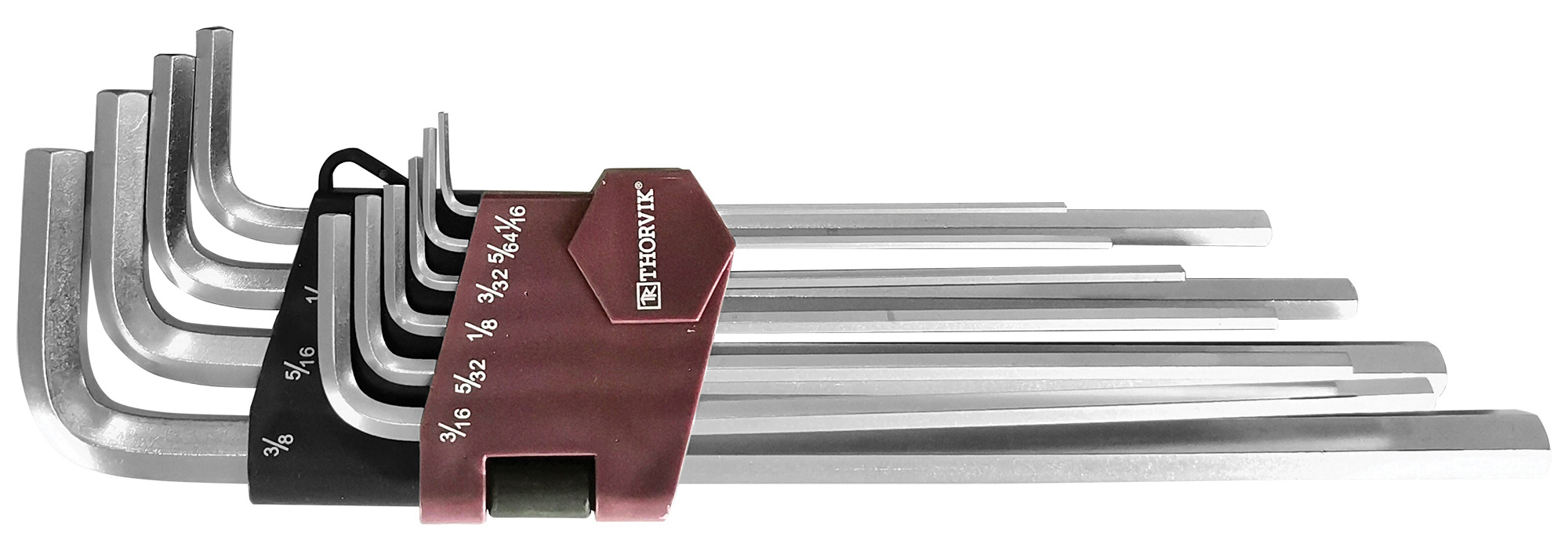 Набор ключей торцевых шестигранных удлиненных дюймовых, H1/16"-H3/8", 10 предметов, THORVIK